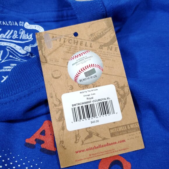 Chicago Cubs Mitchell & Ness Cooperstown Collection Blue Graphic Logo T-Shirt XL - Picture 4 of 7